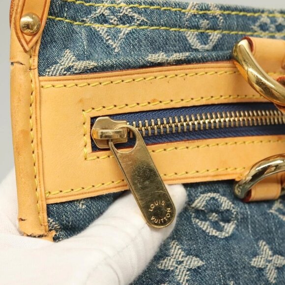 LOUIS VUITTON Monogram Denim Flat Shopper Tote Bag Blue LV Auth - Picture 12 of 16